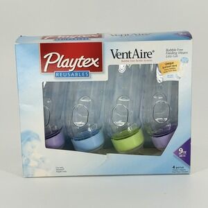 Vtg Playtex VentAire 9oz Baby Bottles 4 Pack Bubble Free System New 2002